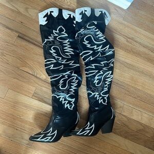 Lightly worn thigh, high cowgirl boots size 8